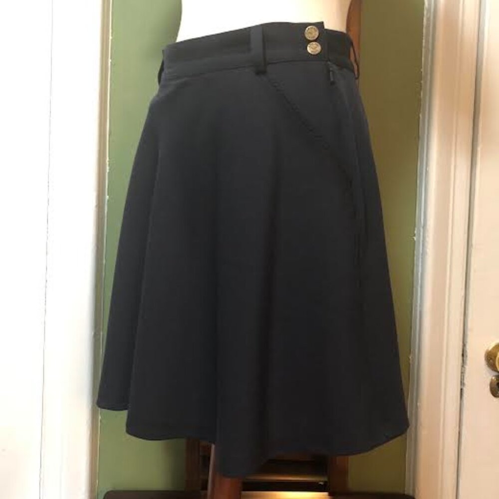 armani jeans vintage navy blue wool gabardine skirt size 8